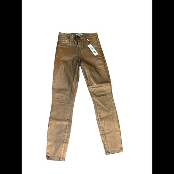 L’Agence Margot Coated Crop High Rise Skinny Jeans Bronzed Foil - Picture 3 of 8